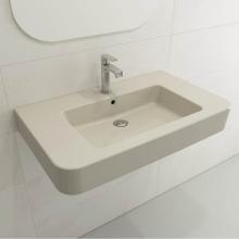 BOCCHI 1124-014-0126 - Parma Wall-Mounted Sink Fireclay 33.5 in. 1-Hole with Overflow in Biscuit