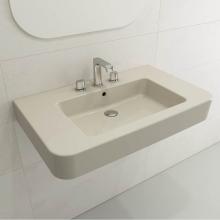 BOCCHI 1124-014-0127 - Parma Wall-Mounted Sink Fireclay 33.5 in. 3-Hole with Overflow in Biscuit