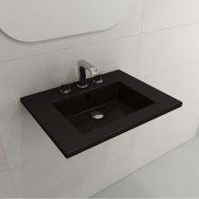 BOCCHI 1161-004-0127 - Ravenna Wall-Mounted Sink Fireclay 24.5 in. 3-Hole with Overflow in Matte Black