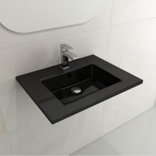 BOCCHI 1161-005-0126 - Ravenna Wall-Mounted Sink Fireclay 24.5 in. 1-Hole with Overflow in Black