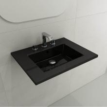 BOCCHI 1161-005-0127 - Ravenna Wall-Mounted Sink Fireclay 24.5 in. 3-Hole with Overflow in Black