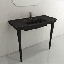 BOCCHI 1168-004-0127 - Lavita Wall-Mounted Console Sink Fireclay 40 in. 3-Hole with Overflow in Matte Black