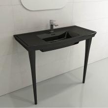 BOCCHI 1168-005-0127 - Lavita Wall-Mounted Console Sink Fireclay 40 in. 3-Hole with Overflow in Black