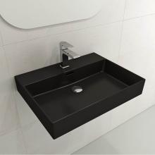 BOCCHI 1376-004-0126 - Milano Wall-Mounted Sink Fireclay 24 in. 1-Hole with Overflow in Matte Black