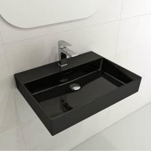 BOCCHI 1376-005-0126 - Milano Wall-Mounted Sink Fireclay 24 in. 1-Hole with Overflow in Black