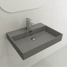 BOCCHI 1376-006-0126 - Milano Wall-Mounted Sink Fireclay 24 in. 1-Hole with Overflow in Matte Gray