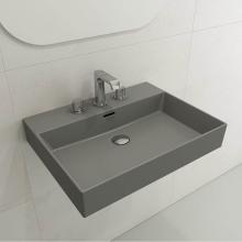 BOCCHI 1376-006-0127 - Milano Wall-Mounted Sink Fireclay 24 in. 3-Hole with Overflow in Matte Gray