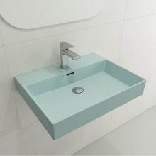 BOCCHI 1376-029-0126 - Milano Wall-Mounted Sink Fireclay 24 in. 1-Hole with Overflow in Matte Ice Blue