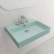 BOCCHI 1376-029-0127 - Milano Wall-Mounted Sink Fireclay 24 in. 3-Hole with Overflow in Matte Ice Blue