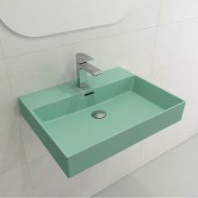 BOCCHI 1376-033-0126 - Milano Wall-Mounted Sink Fireclay 24 in. 1-Hole with Overflow in Matte Mint Green