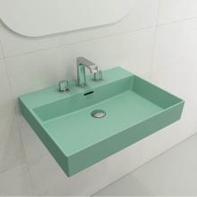 BOCCHI 1376-033-0127 - Milano Wall-Mounted Sink Fireclay 24 in. 3-Hole with Overflow in Matte Mint Green