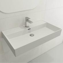 BOCCHI 1377-002-0126 - Milano Wall-Mounted Sink Fireclay 32 in. 1-Hole with Overflow in Matte White