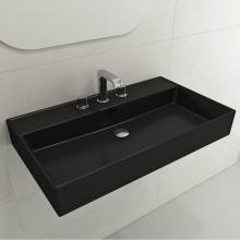 BOCCHI 1377-004-0127 - Milano Wall-Mounted Sink Fireclay 32 in. 3-Hole with Overflow in Matte Black