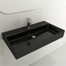 BOCCHI 1377-005-0126 - Milano Wall-Mounted Sink Fireclay 32 in. 1-Hole with Overflow in Black