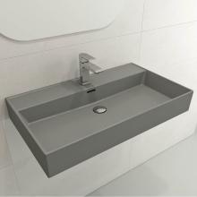 BOCCHI 1377-006-0126 - Milano Wall-Mounted Sink Fireclay 32 in. 1-Hole with Overflow in Matte Gray