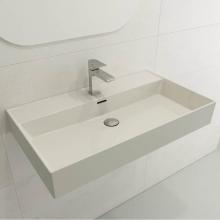 BOCCHI 1377-014-0126 - Milano Wall-Mounted Sink Fireclay 32 in. 1-Hole with Overflow in Biscuit