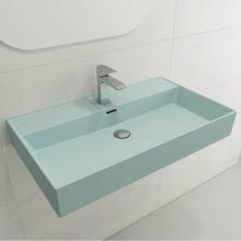 BOCCHI 1377-029-0126 - Milano Wall-Mounted Sink Fireclay 32 in. 1-Hole with Overflow in Matte Ice Blue