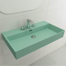 BOCCHI 1377-033-0127 - Milano Wall-Mounted Sink Fireclay 32 in. 3-Hole with Overflow in Matte Mint Green