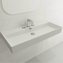 BOCCHI 1378-002-0127 - Milano Wall-Mounted Sink Fireclay 39.75 in. 3-Hole with Overflow in Matte White