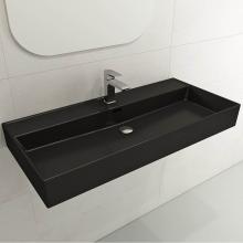 BOCCHI 1378-004-0126 - Milano Wall-Mounted Sink Fireclay 39.75 in. 1-Hole with Overflow in Matte Black