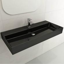 BOCCHI 1378-005-0126 - Milano Wall-Mounted Sink Fireclay 39.75 in. 1-Hole with Overflow in Black