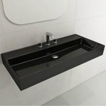 BOCCHI 1378-005-0127 - Milano Wall-Mounted Sink Fireclay 39.75 in. 3-Hole with Overflow in Black