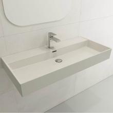 BOCCHI 1378-014-0126 - Milano Wall-Mounted Sink Fireclay 39.75 in. 1-Hole with Overflow in Biscuit