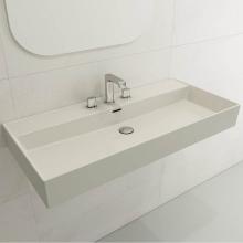 BOCCHI 1378-014-0127 - Milano Wall-Mounted Sink Fireclay 39.75 in. 3-Hole with Overflow in Biscuit