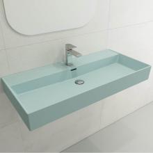 BOCCHI 1378-029-0126 - Milano Wall-Mounted Sink Fireclay 39.75 in. 1-Hole with Overflow in Matte Ice Blue