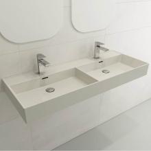 BOCCHI 1393-014-0132 - Milano Wall-Mounted Sink Fireclay  47.75 in. Double Bowl for Two 1-Hole Faucets with Overflows in