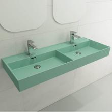 BOCCHI 1393-033-0132 - Milano Wall-Mounted Sink Fireclay  47.75 in. Double Bowl for Two 1-Hole Faucets with Overflows in