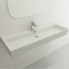 BOCCHI 1394-002-0126 - Milano Wall-Mounted Sink Fireclay 47.75 in. 1-Hole with Overflow in Matte White