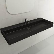 BOCCHI 1394-004-0127 - Milano Wall-Mounted Sink Fireclay 47.75 in. 3-Hole with Overflow in Matte Black