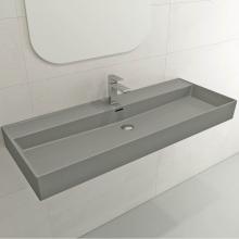 BOCCHI 1394-006-0126 - Milano Wall-Mounted Sink Fireclay 47.75 in. 1-Hole with Overflow in Matte Gray