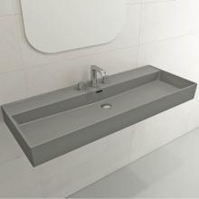 BOCCHI 1394-006-0127 - Milano Wall-Mounted Sink Fireclay 47.75 in. 3-Hole with Overflow in Matte Gray