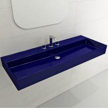 BOCCHI 1394-010-0127 - Milano Wall-Mounted Sink Fireclay 47.75 in. 3-Hole with Overflow in Sapphire Blue