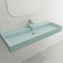 BOCCHI 1394-029-0126 - Milano Wall-Mounted Sink Fireclay 47.75 in. 1-Hole with Overflow in Matte Ice Blue