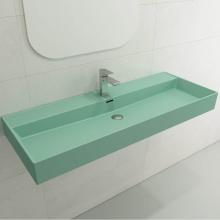 BOCCHI 1394-033-0126 - Milano Wall-Mounted Sink Fireclay 47.75 in. 1-Hole with Overflow in Matte Mint Green