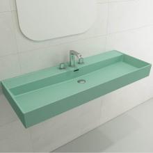 BOCCHI 1394-033-0127 - Milano Wall-Mounted Sink Fireclay 47.75 in. 3-Hole with Overflow in Matte Mint Green