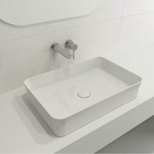 BOCCHI 1476-001-0125 - Sottile Rectangle Vessel Fireclay 21.5 in. with Matching Drain Cover in White