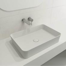 BOCCHI 1476-002-0125 - Sottile Rectangle Vessel Fireclay 21.5 in. with Matching Drain Cover in Matte White