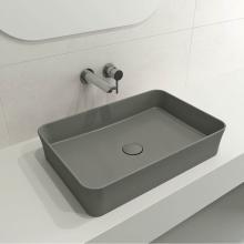 BOCCHI 1476-006-0125 - Sottile Rectangle Vessel Fireclay 21.5 in. with Matching Drain Cover in Matte Gray