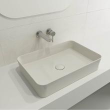 BOCCHI 1476-014-0125 - Sottile Rectangle Vessel Fireclay 21.5 in. with Matching Drain Cover in Biscuit