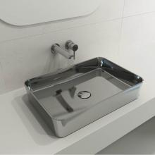 BOCCHI 1476-401-0125 - Sottile Rectangle Vessel Fireclay 21.5 in. with Matching Drain Cover in Platinum