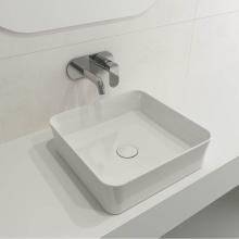 BOCCHI 1477-001-0125 - Sottile Square Vessel Fireclay 15.25 in. with Matching Drain Cover in White