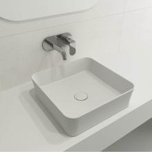 BOCCHI 1477-002-0125 - Sottile Square Vessel Fireclay 15.25 in. with Matching Drain Cover in Matte White