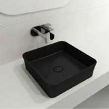 BOCCHI 1477-004-0125 - Sottile Square Vessel Fireclay 15.25 in. with Matching Drain Cover in Matte Black