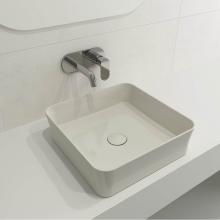 BOCCHI 1477-014-0125 - Sottile Square Vessel Fireclay 15.25 in. with Matching Drain Cover in Biscuit