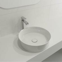 BOCCHI 1478-001-0125 - Sottile Round Vessel Fireclay 15 in. with Matching Drain Cover in White