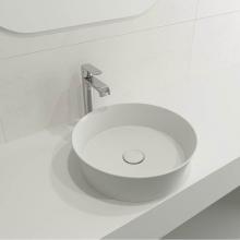 BOCCHI 1478-002-0125 - Sottile Round Vessel Fireclay 15 in. with Matching Drain Cover in Matte White